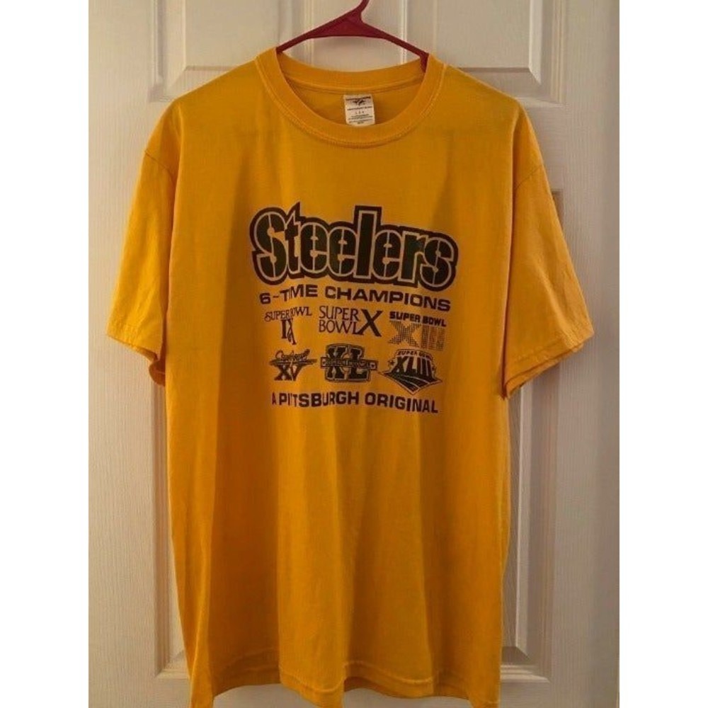 Pittsburgh Steelers 6-Time‎ Champions Vintage T-Shirt, Size Large
